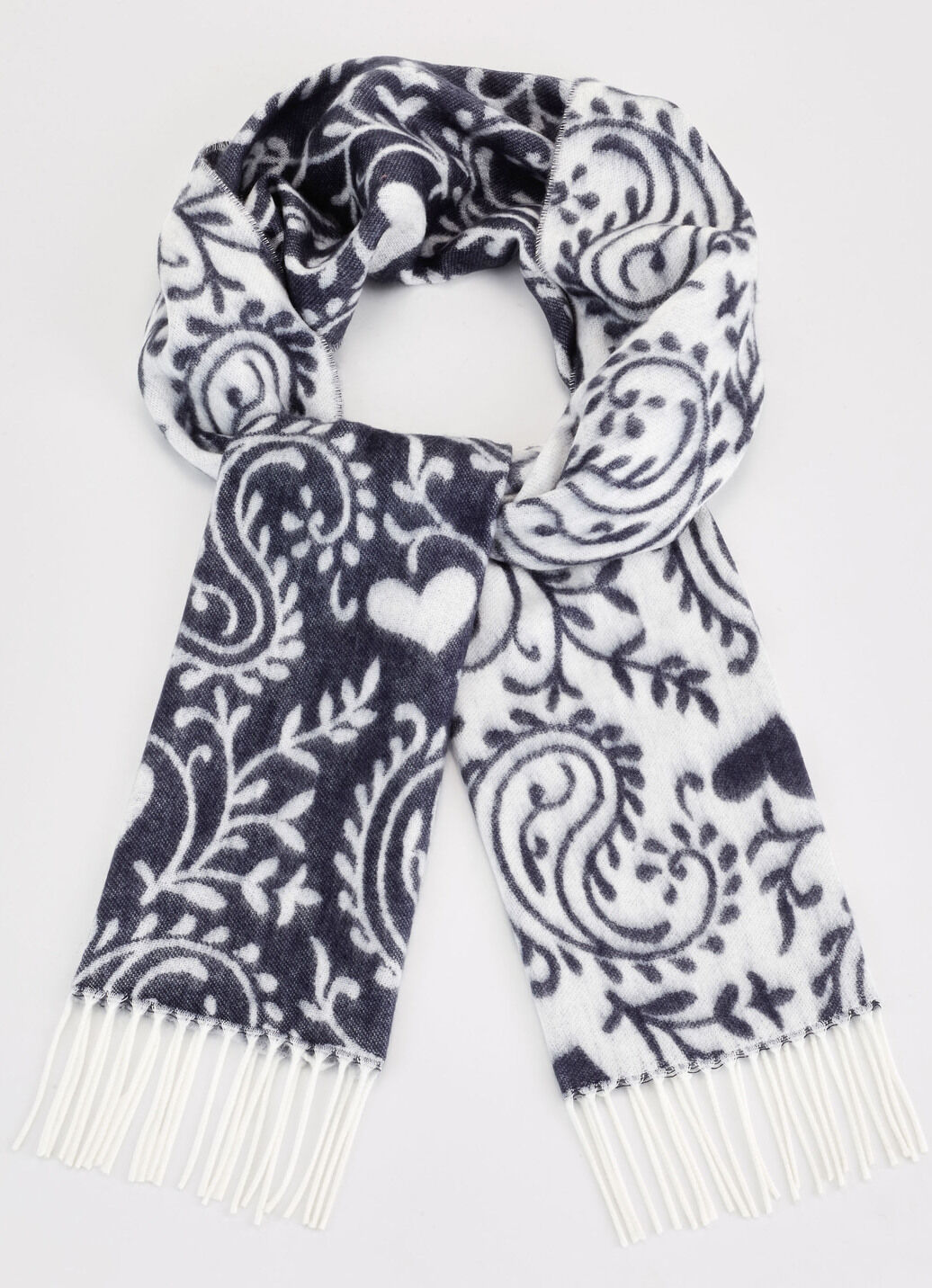 Schal mit Paisley- und Herzmotiven