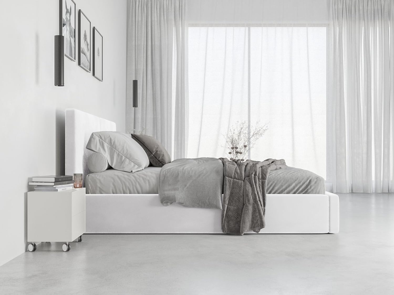 Interbeds Polsterbett 140x200 cm Bett Doppelbett mit Stauraum mit Lattenrost Bettkasten Boxspringbett hydrophob gepolsterter Bettrahmen (Weiß, 140x200cm)