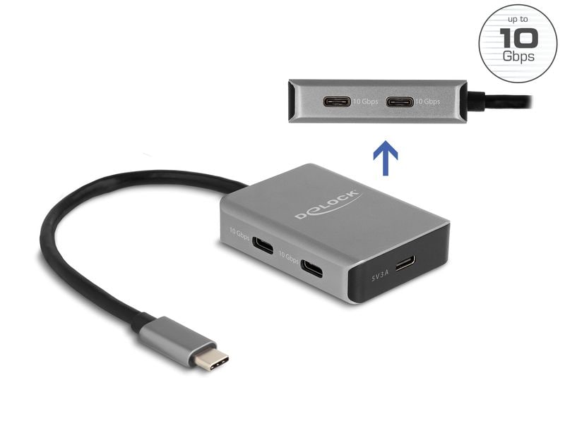 Delock USB-Hub 4 Port USB-C 10 Gbps Delock USB 10 Gbps 4 Port USB Type-C Hub mit USB Type-C Anschluss