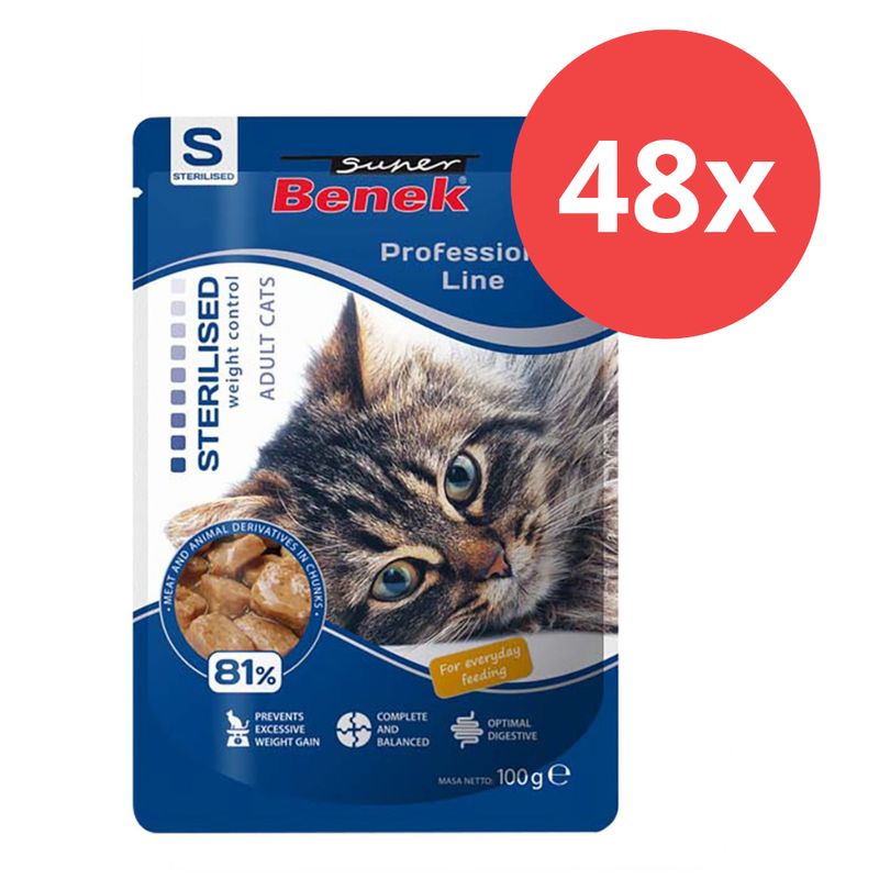 Lot Super Benek Professional Line Sterilised Adult 48 x 100 g