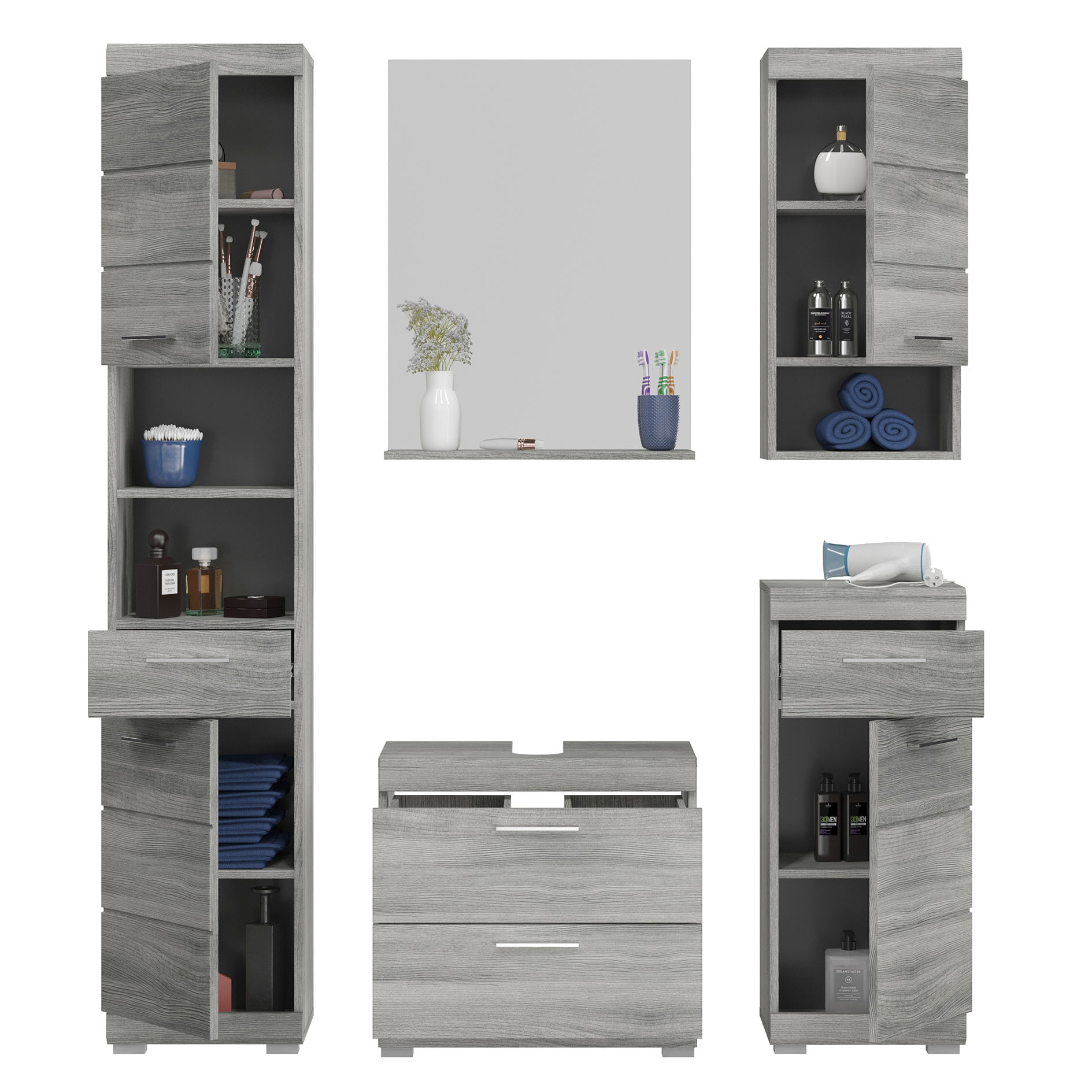 Hochschrank SOUL - Rauchsilber - 37 cm breit