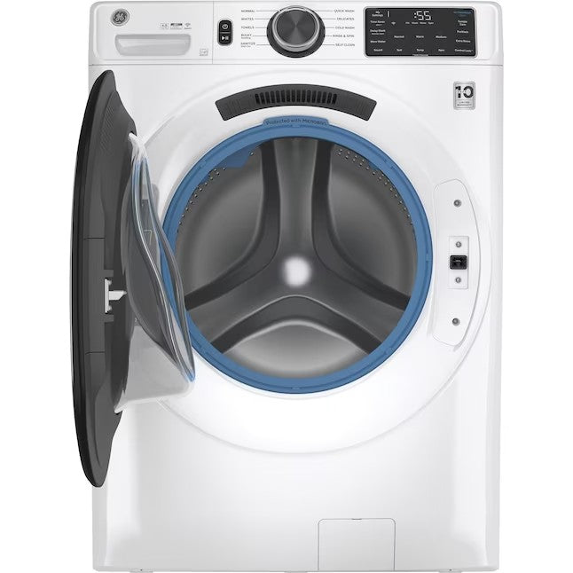 Lavadora de carregamento frontal inteligente empilhável GE UltraFresh Vent System de 4,8 pés cúbicos (branca) ENERGY STAR