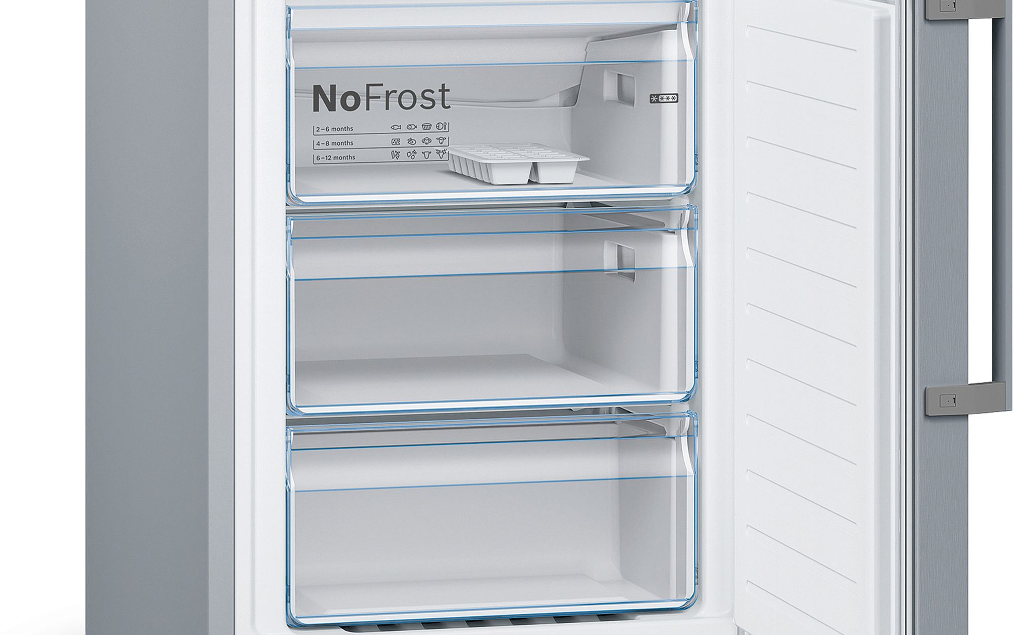 Refrigerador Combinado Independente Série 4, 186 x 60 cm, Aço Inoxidável Resistente a Impressões Digitais KGN36XIDP