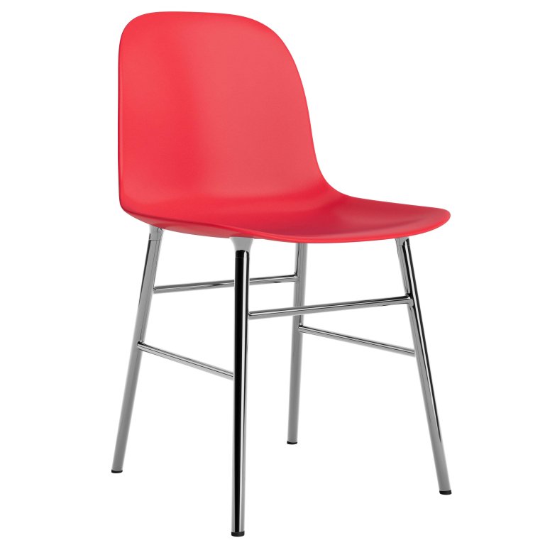 Normann Copenhagen Form Armchair stoel met verchroomd onderstel felrood