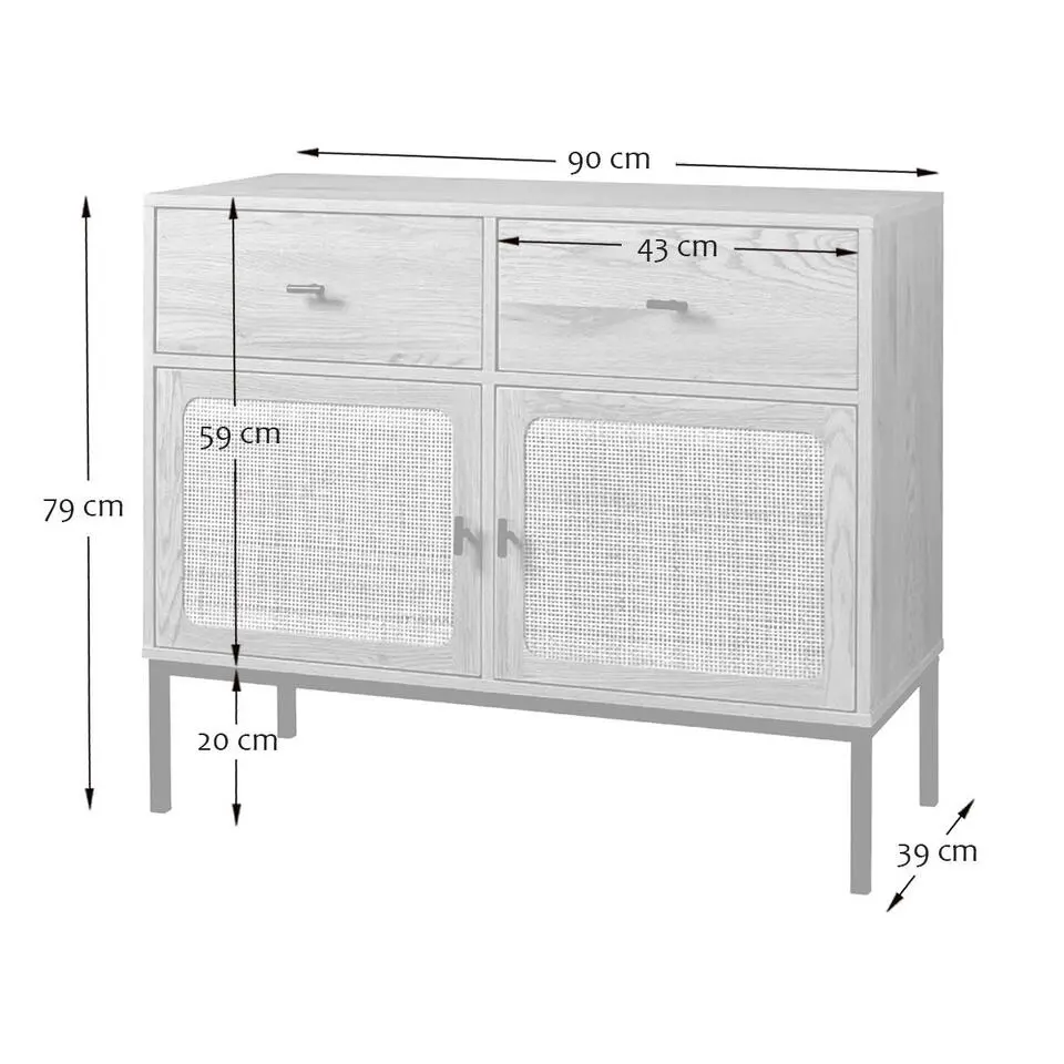 CALICOSY - Dressoir JAYA - Licht hout - 79x90x39 cm