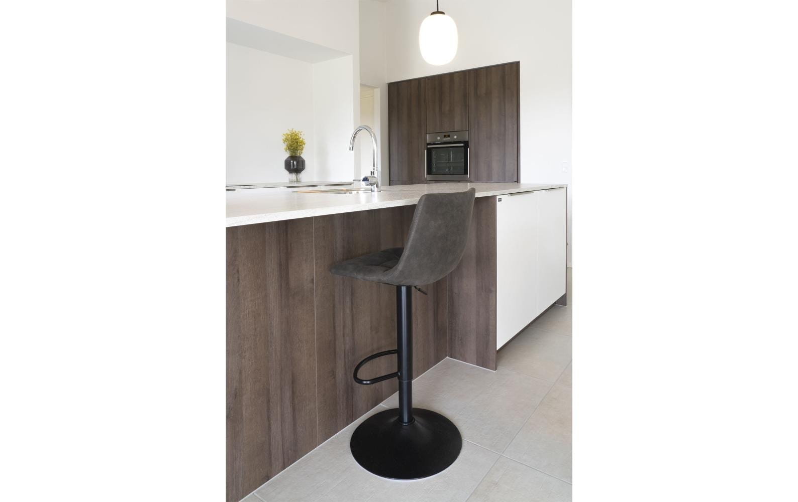 Barhocker Middelfart 2 Stück, 86 x 55 cm, Dunkelgrau/Schwarz<br>Barstühle mit Fussstütze