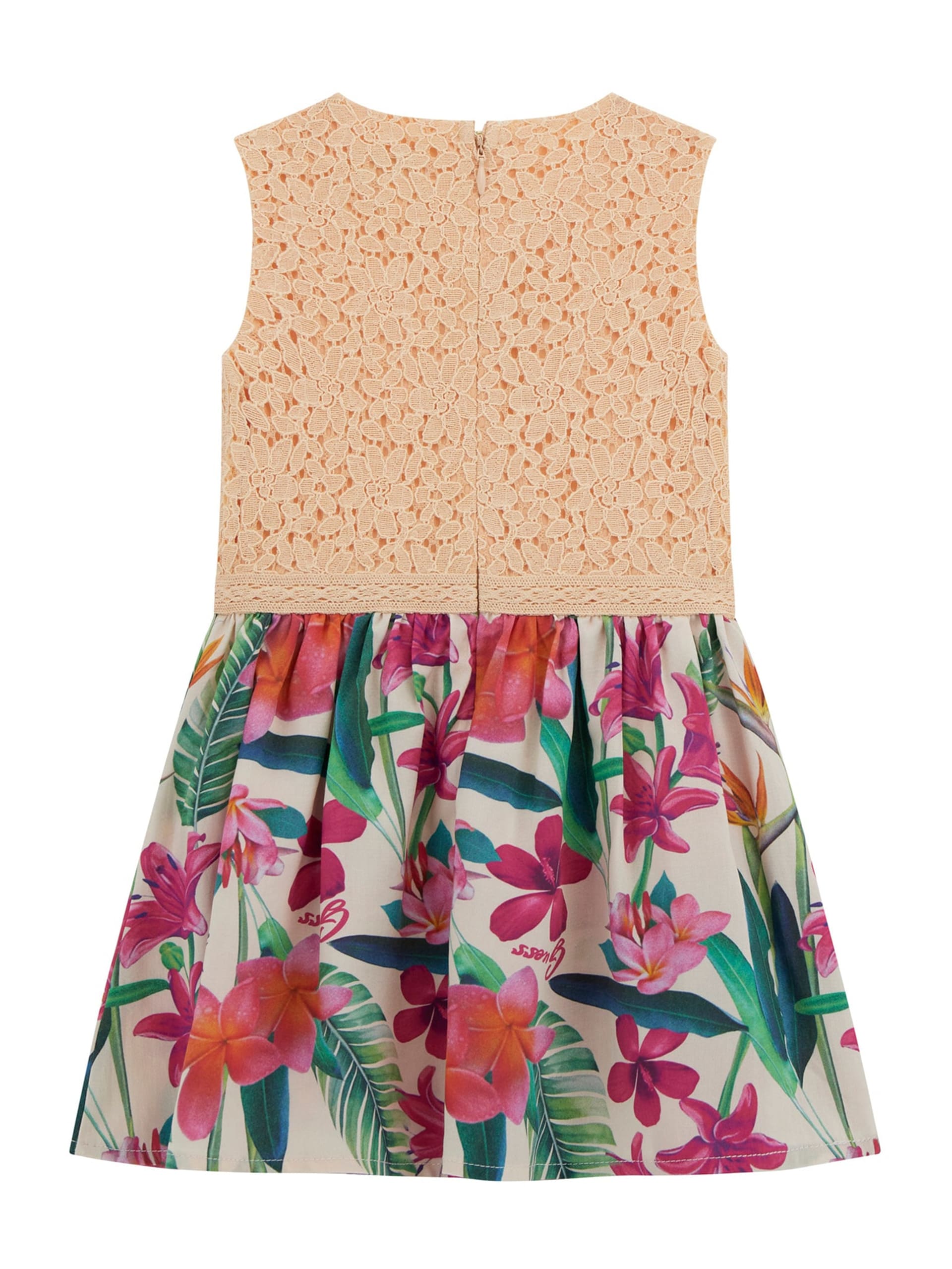 Vestido de renda com estampa floral tropical (2-7)