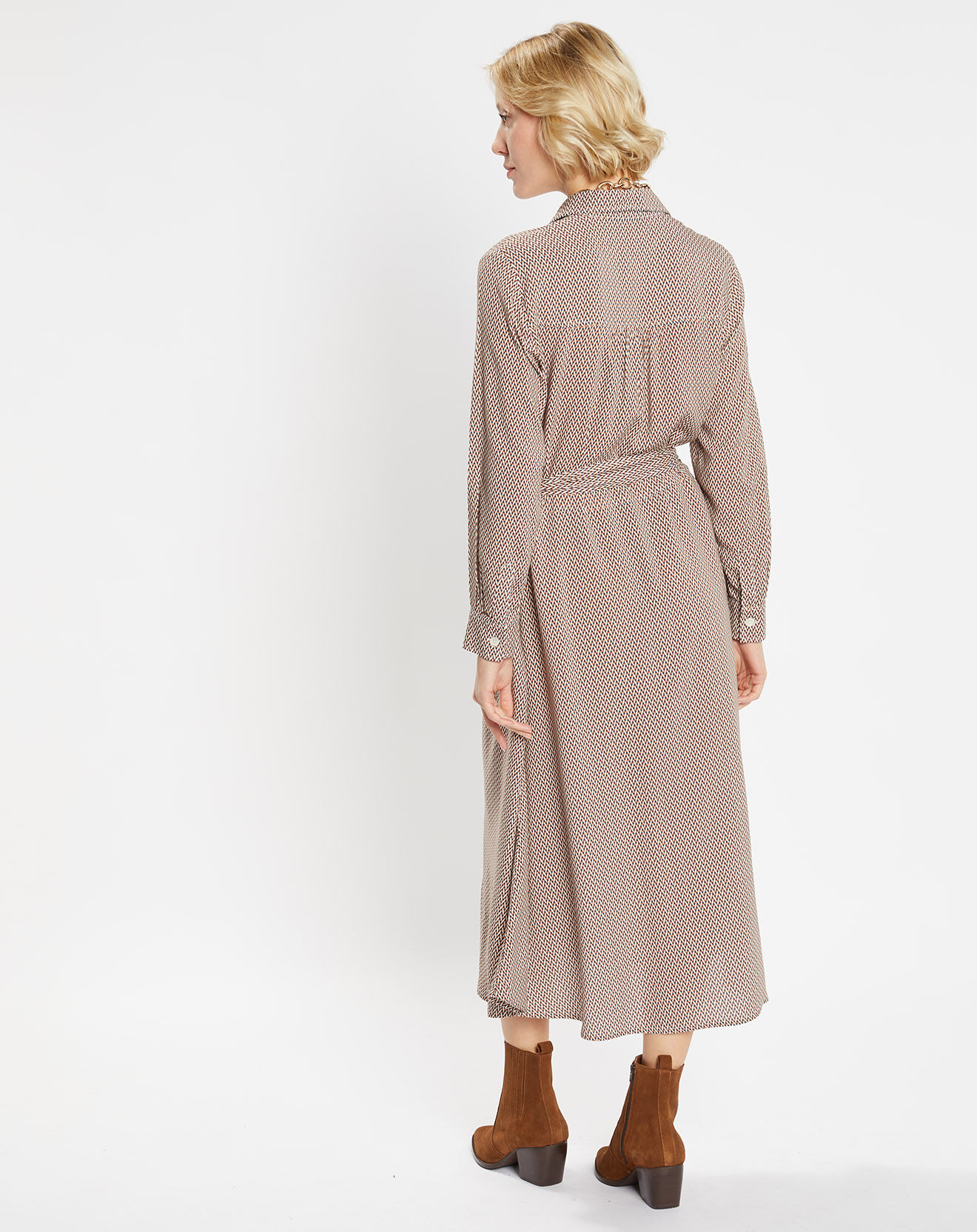 Jodhpur Robe chemise Miss imprimée marron