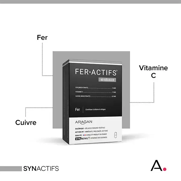 Aragan - Synactifs - Feractifs® - Antifadiga - Ferro, Vitamina C - 60 cápsulas