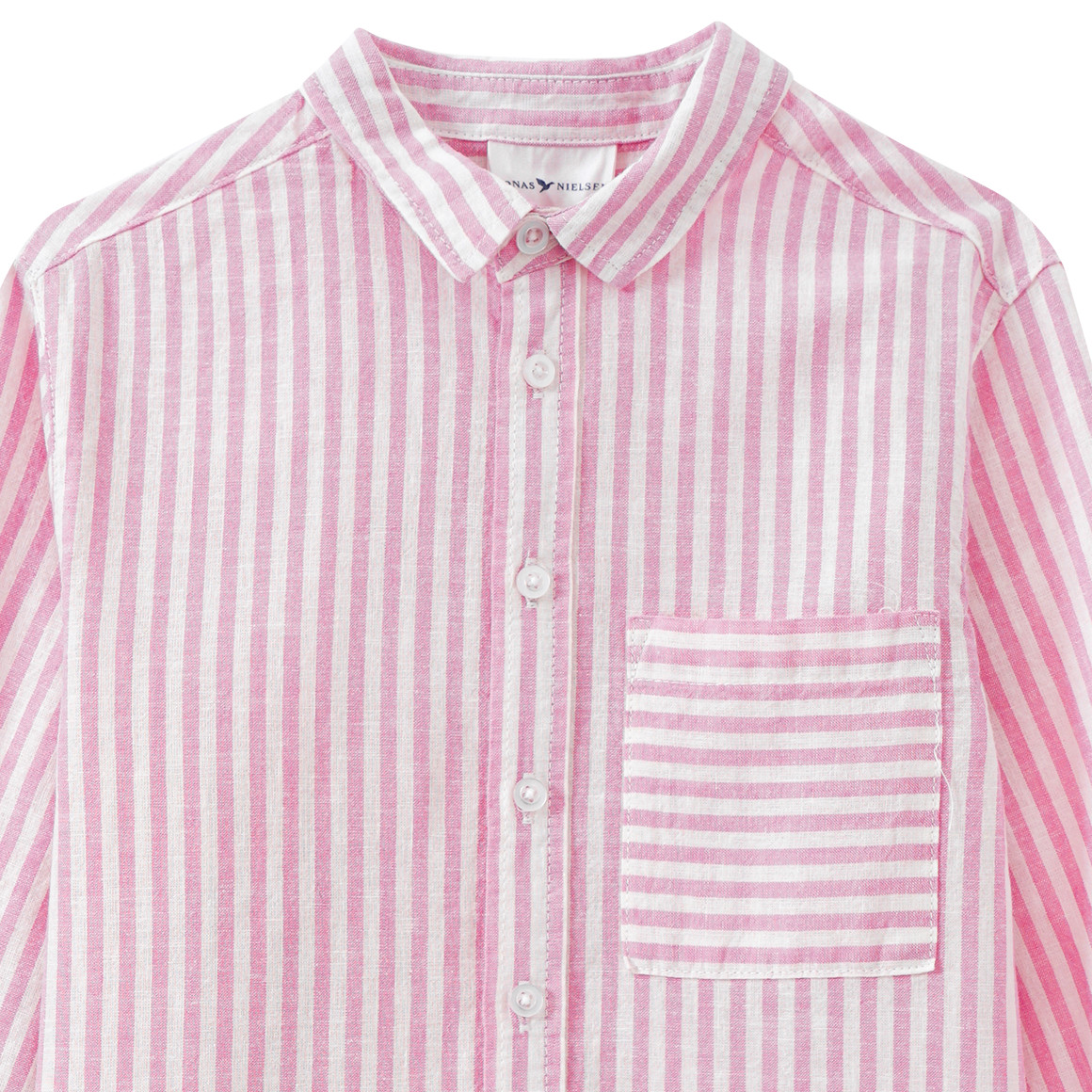 Jonas Nielsen Jungen Leinen-Hemd mit Streifen rosa / weiss