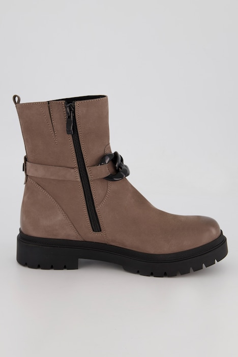 Caprice Leder-Boots, Chunky-Kette, Komfortweite