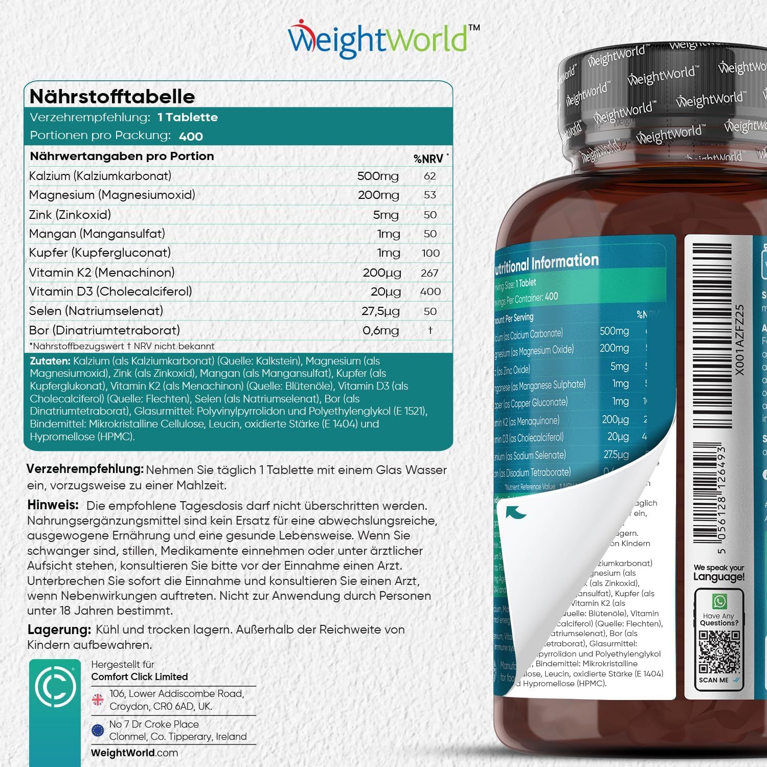 WeightWorld Kalzium Magnesium Zink