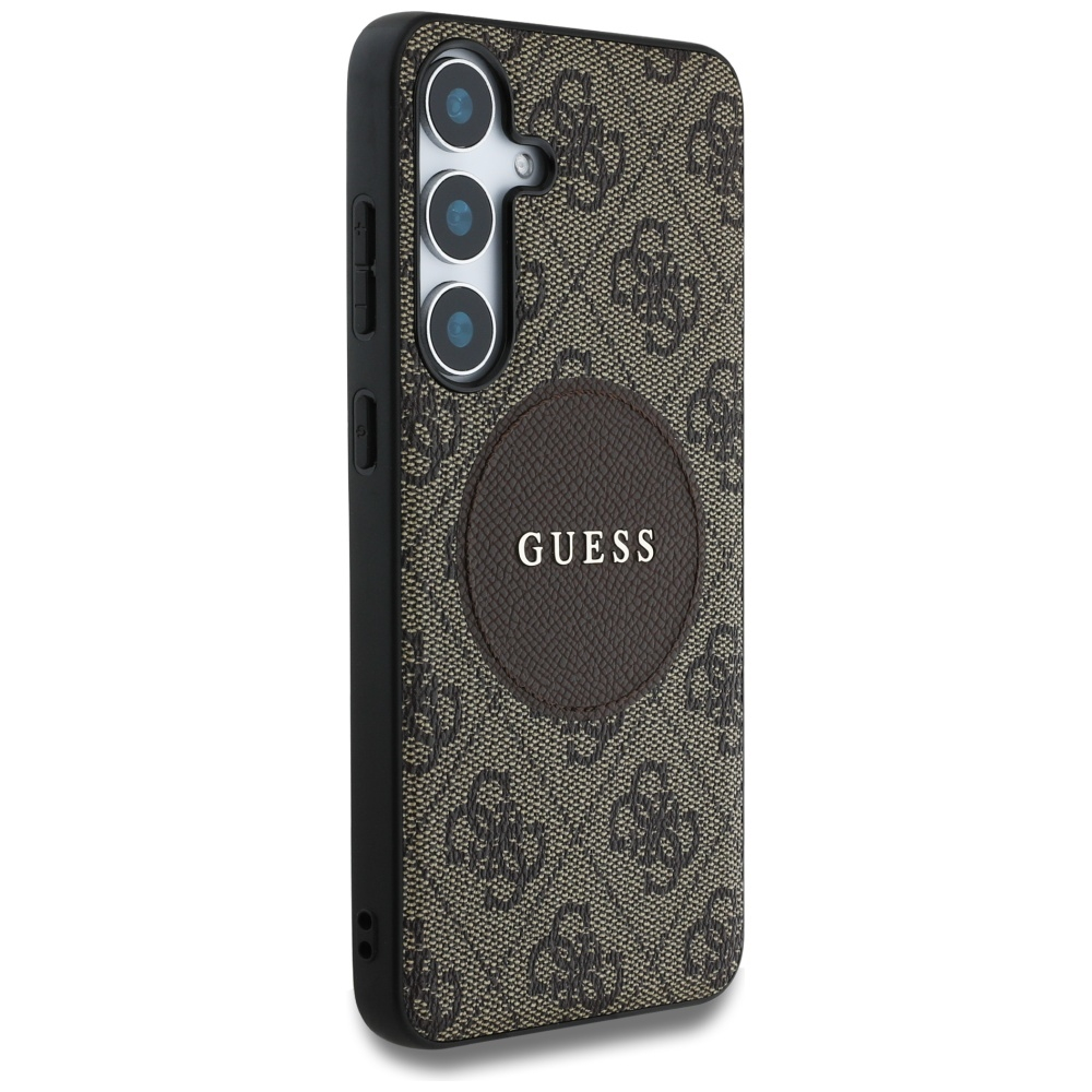 Samsung Galaxy S25  Plus Leder Hardcase Hülle 4G Round Patch Logo MagSafe-Modul (GUHMS25MP4PGRSGW) - Braun