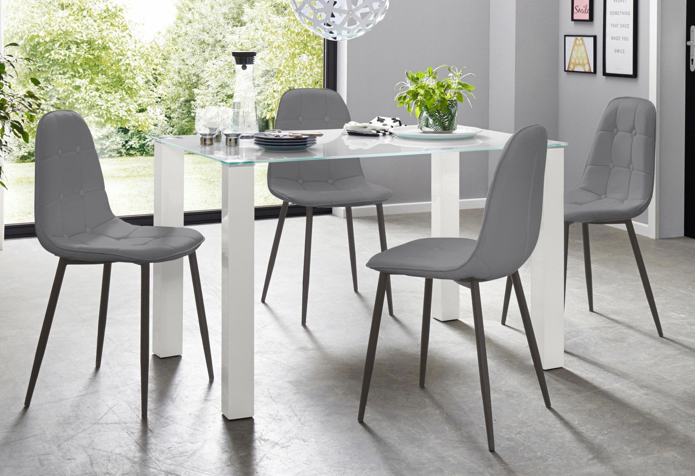 INOSIGN Essgruppe Set, 5 Stk. tlg. mit Glastisch, Breite 120 cm