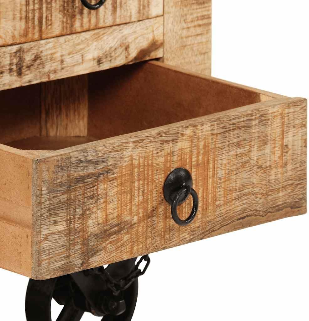 vidaXL Raues Mangoholz Couchtisch mit 5 Schubladen 1 Staufach Vintage Beistelltisch Wohnzimmertisch Kaffeetisch Sofatisch 70x70x40cm