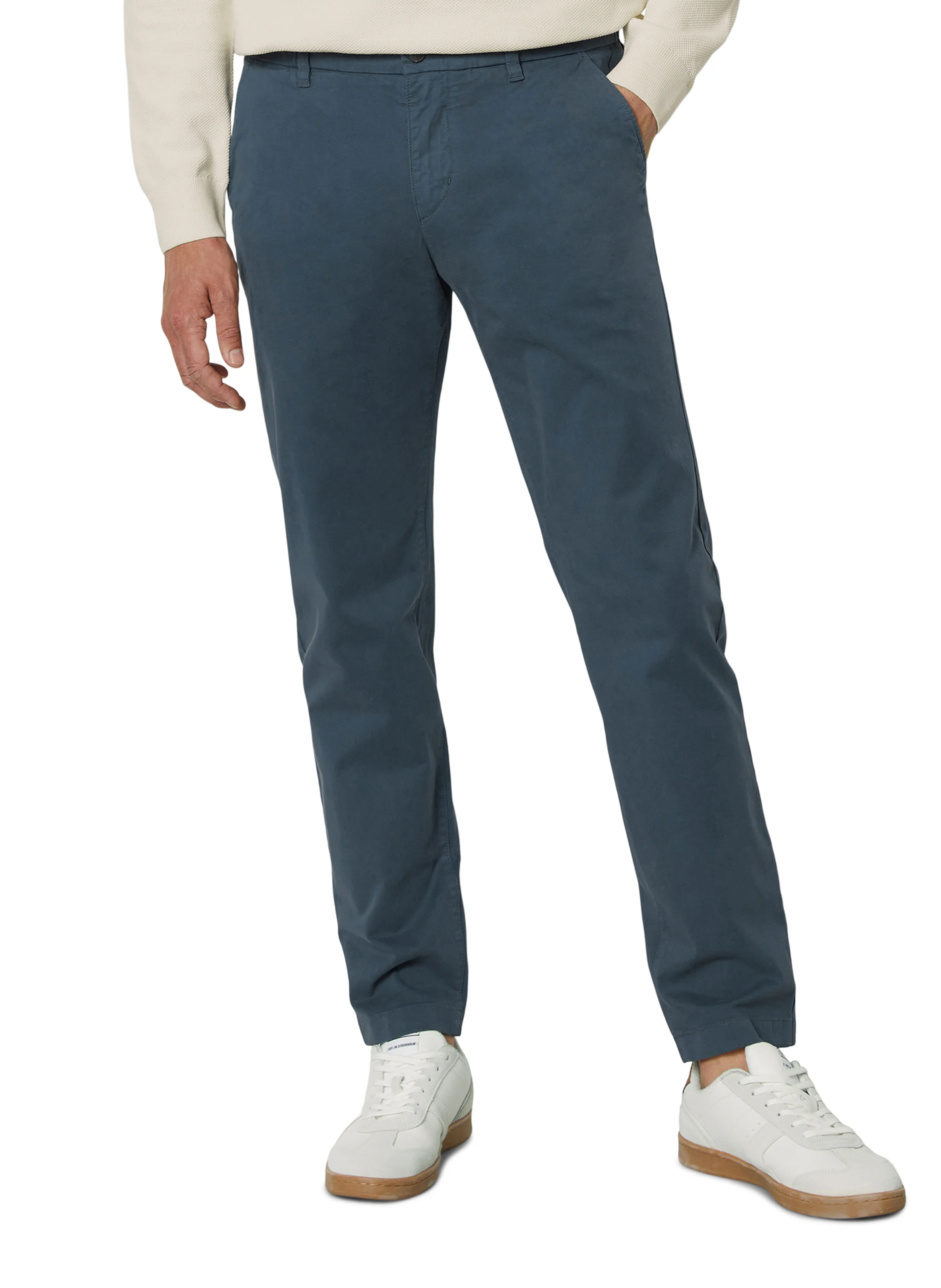 OSBY - Pantalon droit en coton biologique mélangé | Bleu