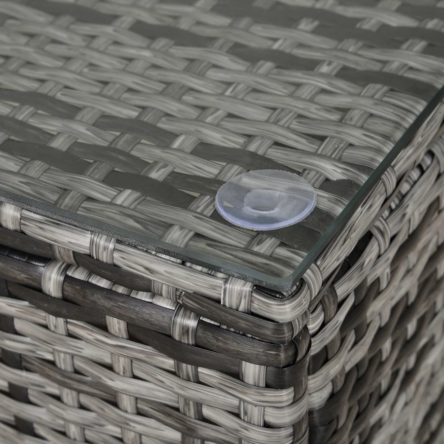 Outsunny Beistelltisch aus handgeflochtenem Polyrattan grau