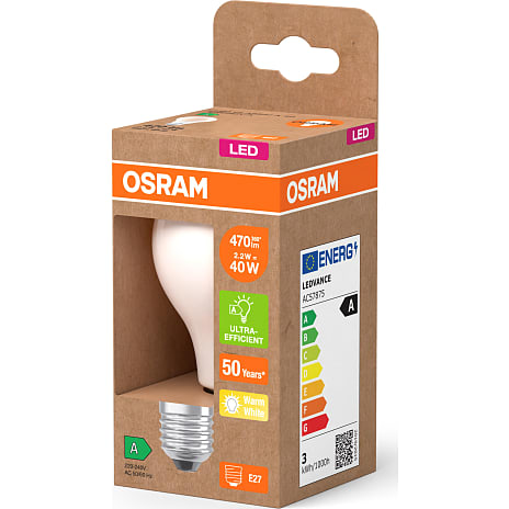 Osram LED kronepære 40W - varmt hvidt lys
