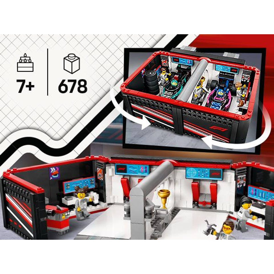LEGO City F1 garage met Mercedes-AMG en Alpine auto's 60444