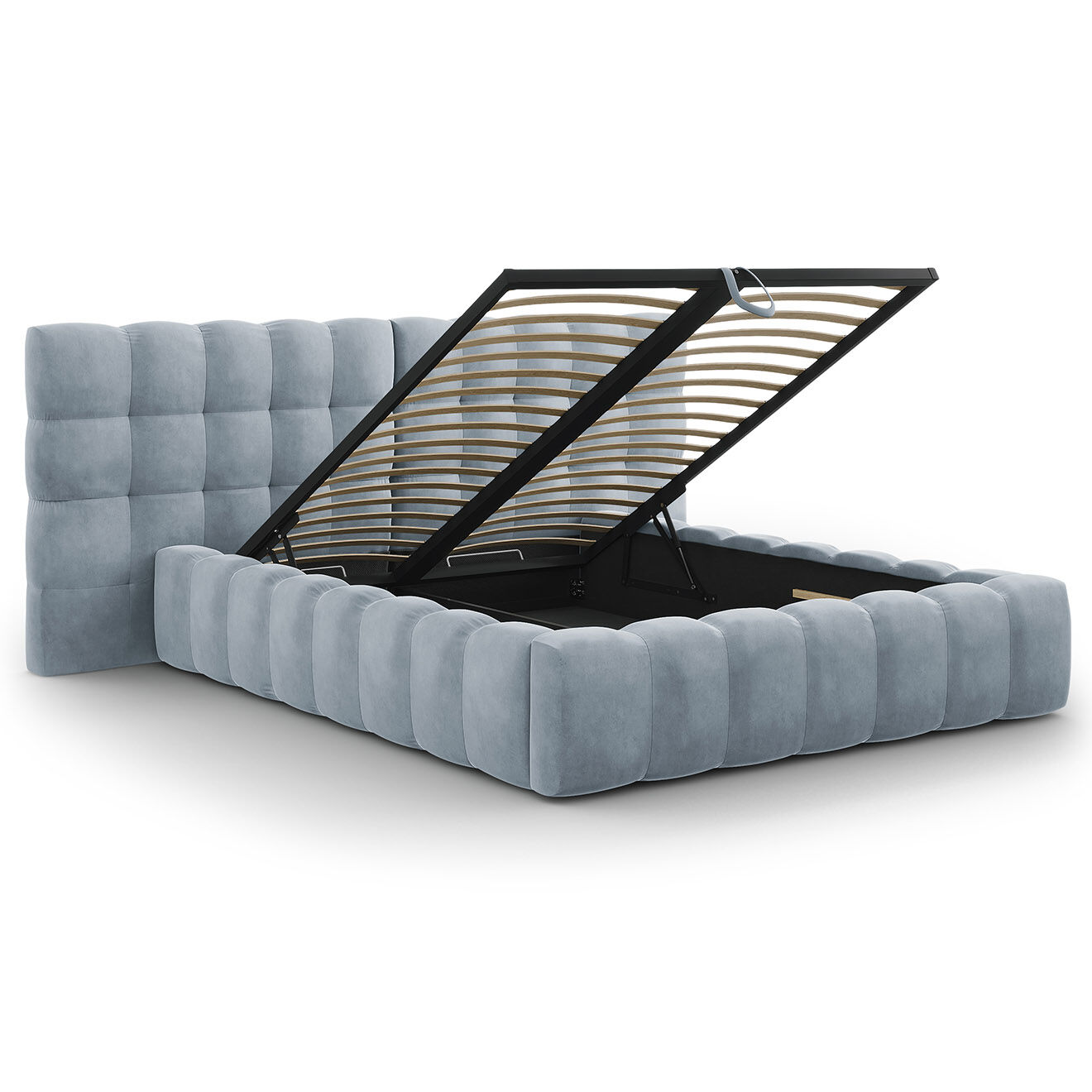 Cosmopolitan Design Lit avec coffre de rangement Bali Velours bleu clair - 160x200 cm