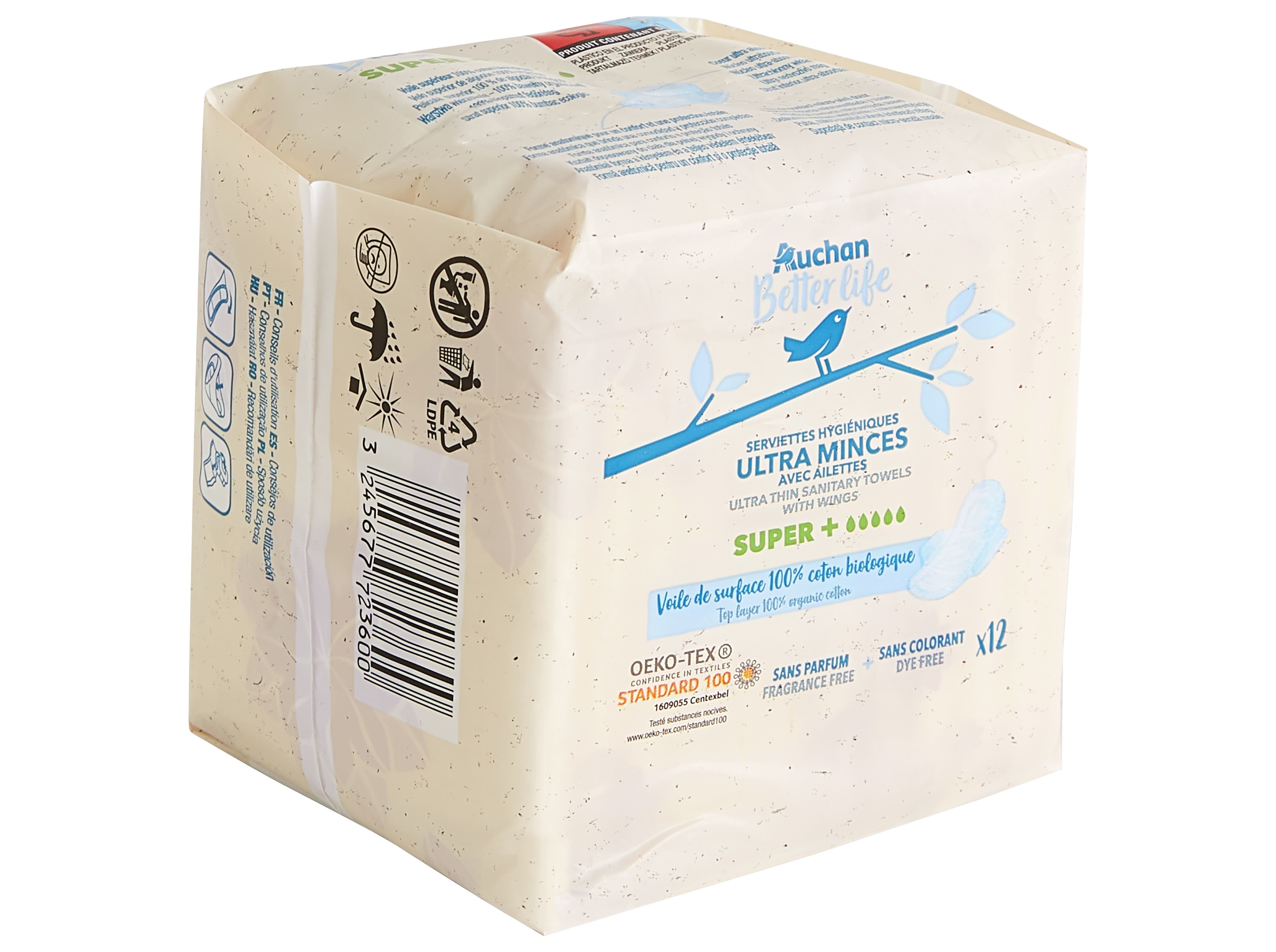 PENSOS HIGIÉNICOS AUCHAN BETTER LIFE SUPER C/ABAS 12UN