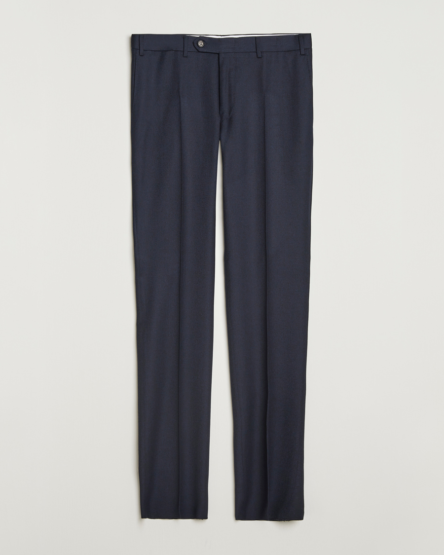 Canali Slim Fit Flannel Trousers Navy