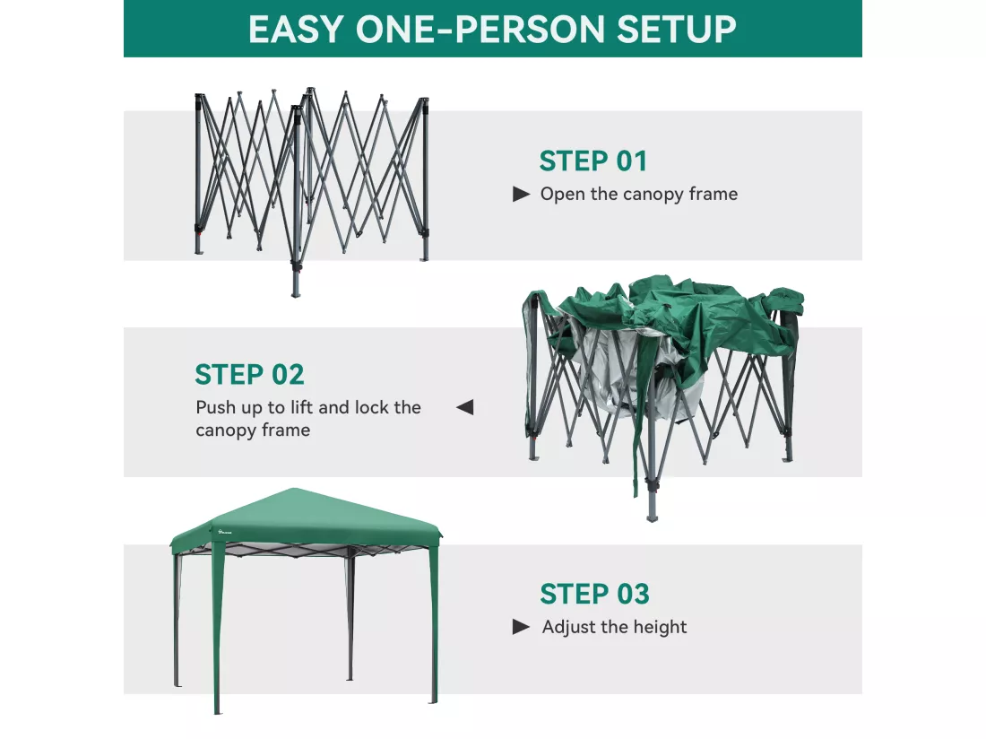 YITAHOME Tonnelle de Jardin - 3x3m - Pliable - Imperméable - Extérieur - Anti-UV - Vert - pour Camping/Fête/Plage/Terrasse/Marchés