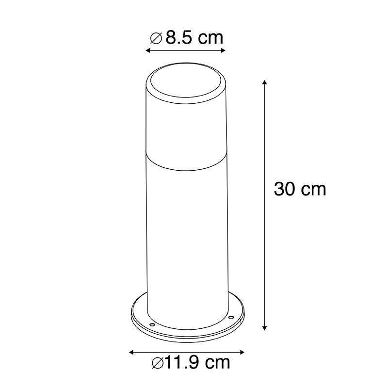 Staande buitenlamp, zwart met witte opaal kap, 30 cm, IP44 - Odense