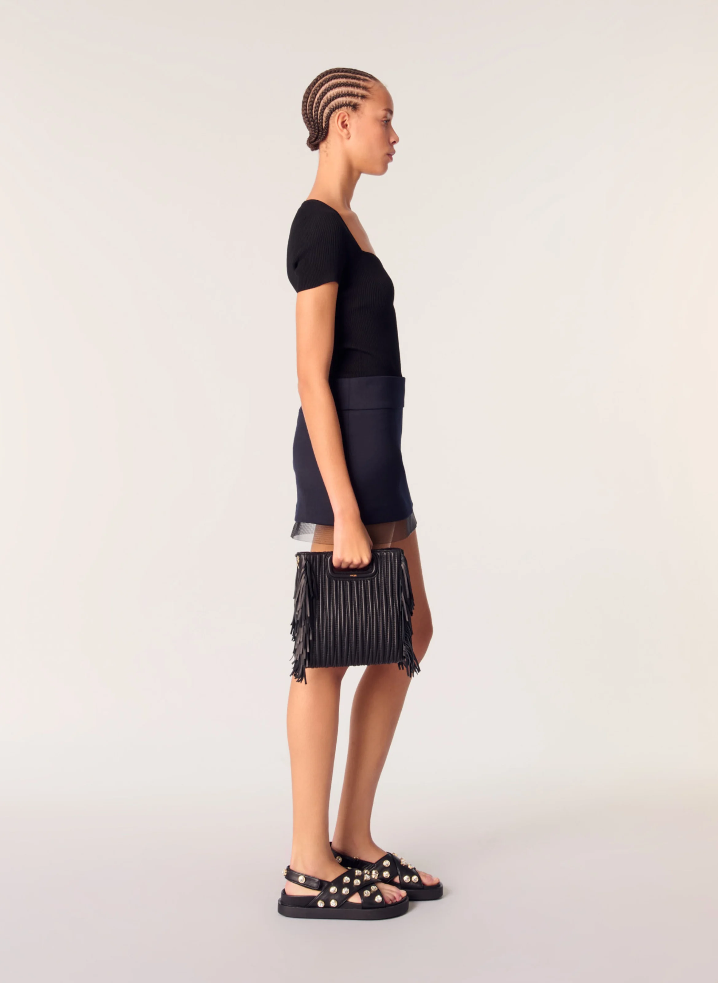 Top moulant en maille | Noir