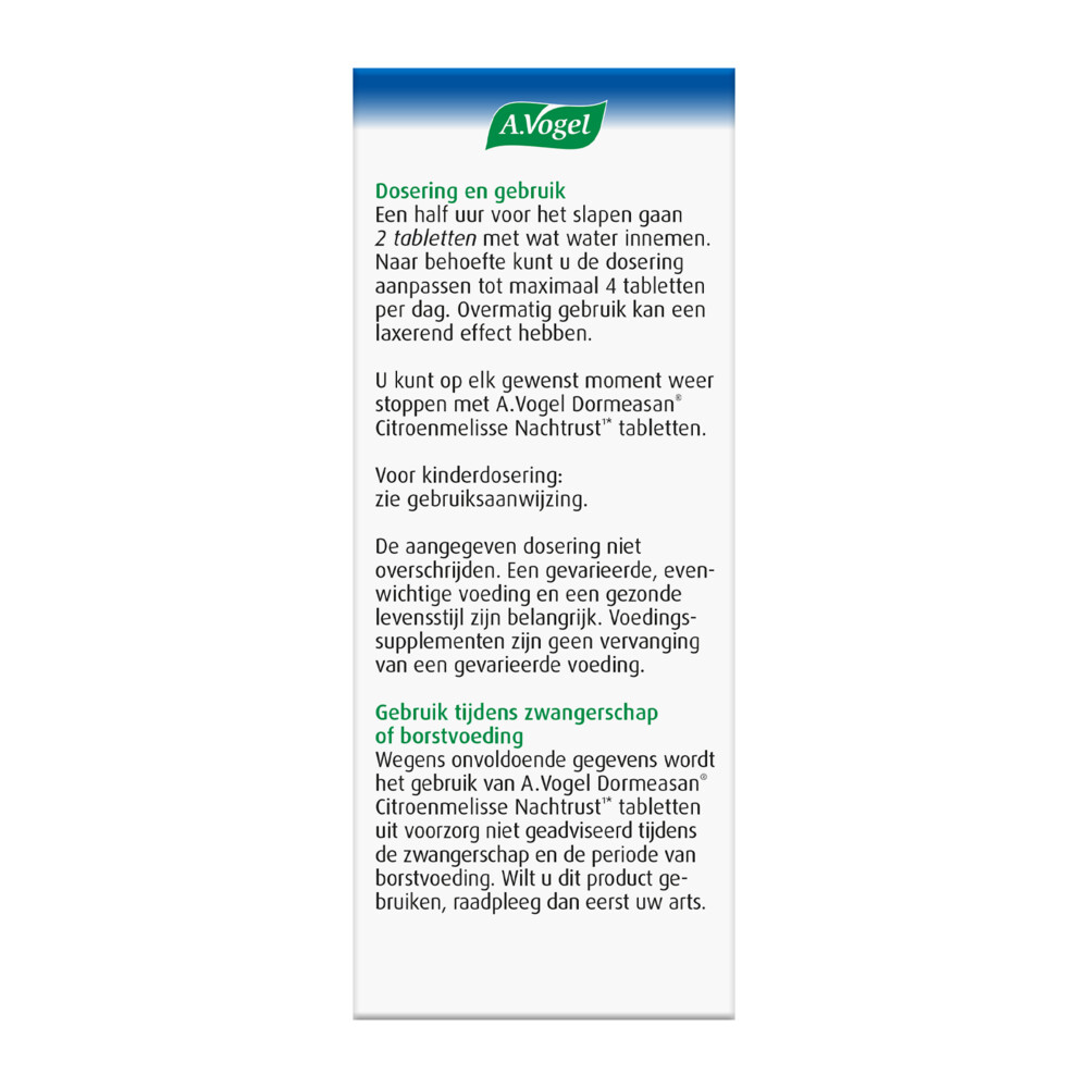 A.Vogel Dormeasan Nachtrust Citroenmelisse60 tabletten