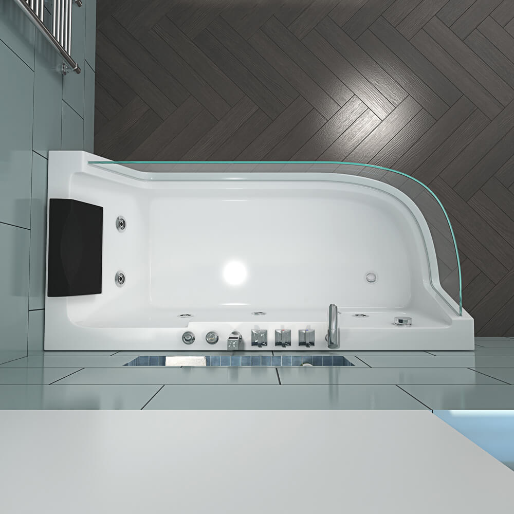Home Deluxe - Whirlpoolbad - CARICA Links Wit met Verwarming en Massage - Afmetingen: 170 x 80 x 59 cm | Hoekbad, Binnenbad
