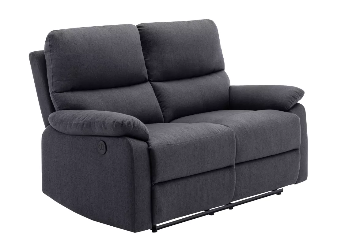 Canapé 2 places relax électrique en tissu gris anthracite LUNANO