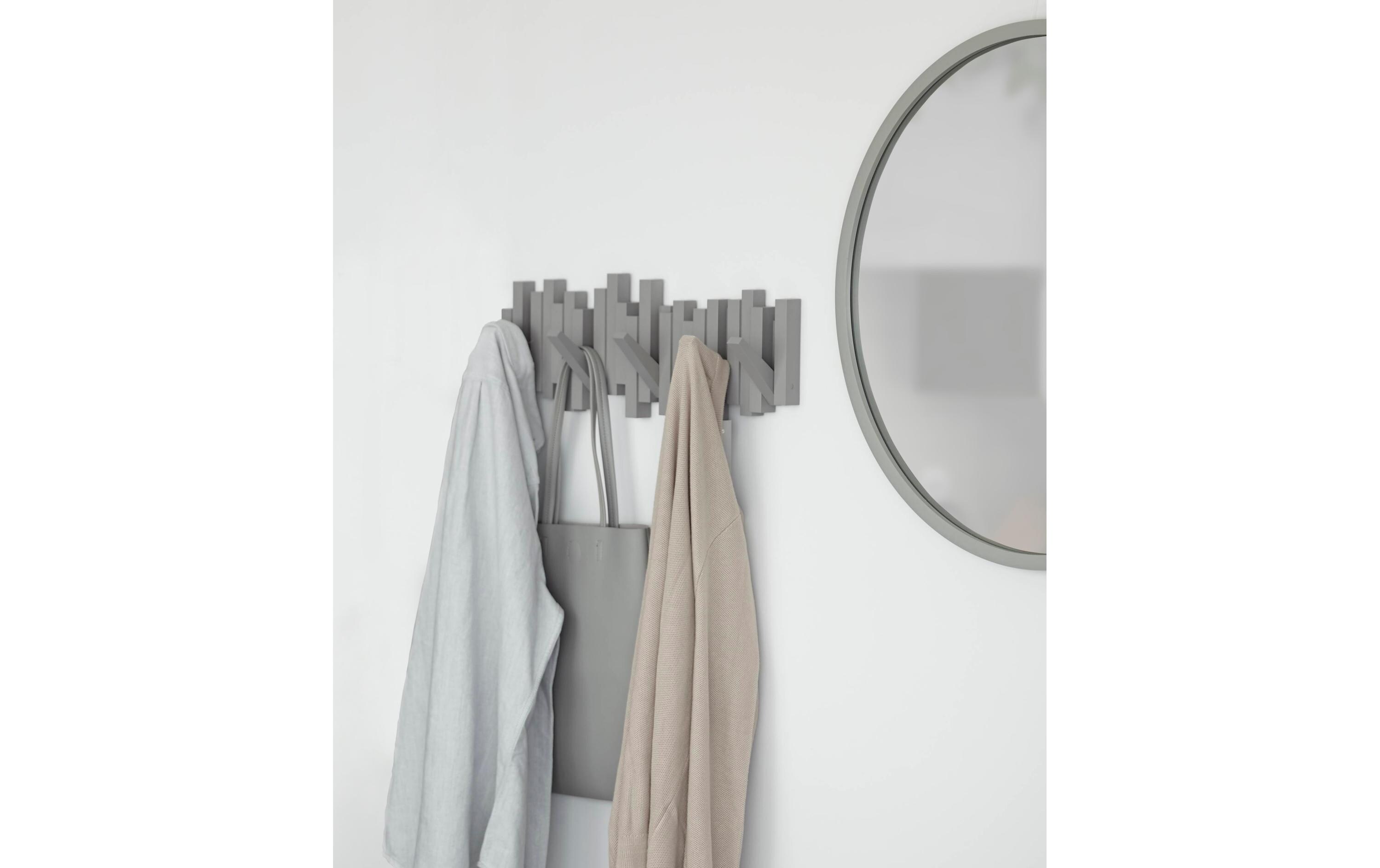 Wandgarderobe Sticks GrauGarderobenleiste mit 5 beweglichen Haken