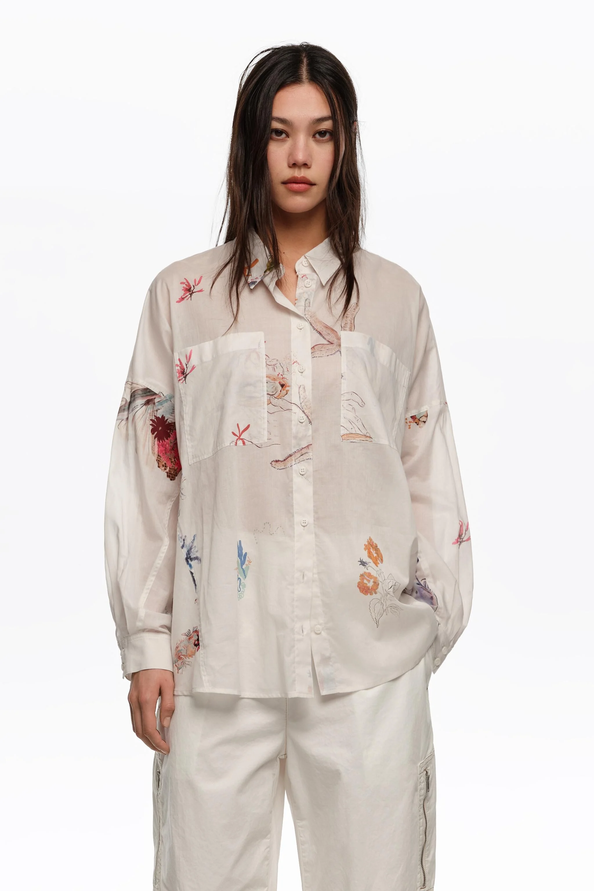 Camisa oversized de algodão off-white Seabed