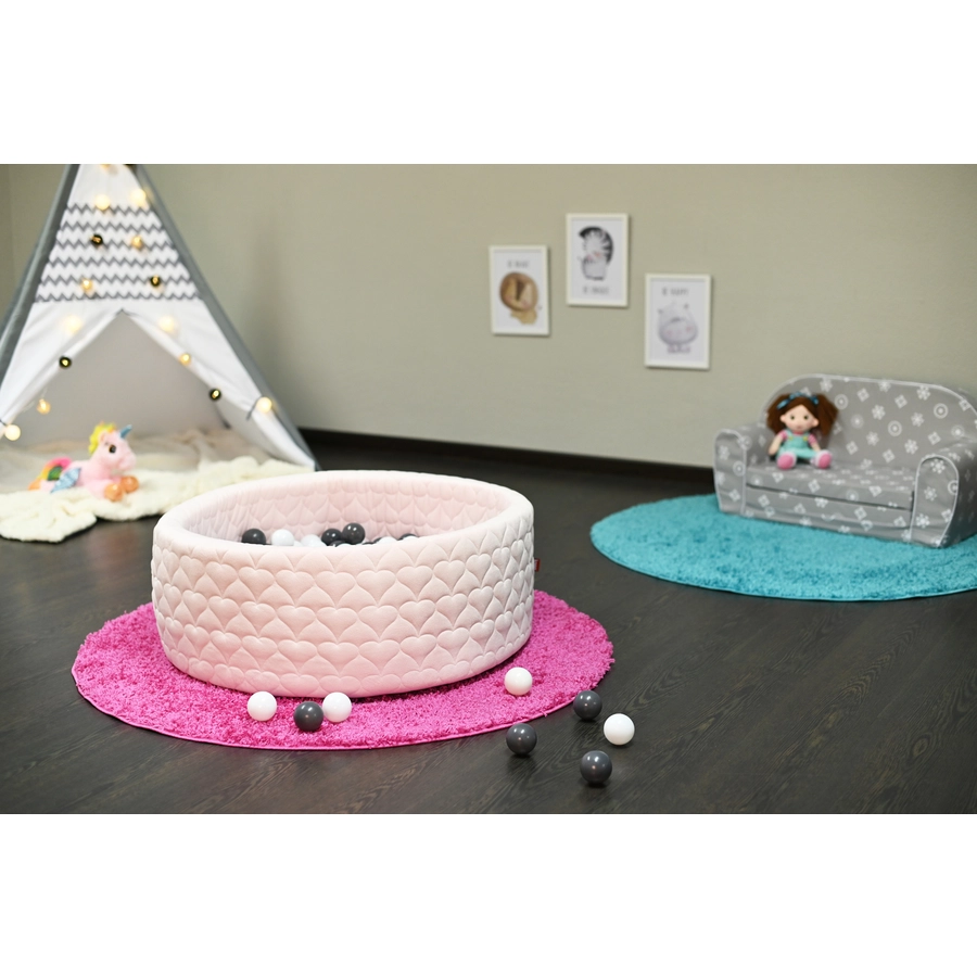 knorr toys® Bällebad soft - Cosy heart rose - 300 Bälle greycreme rosa