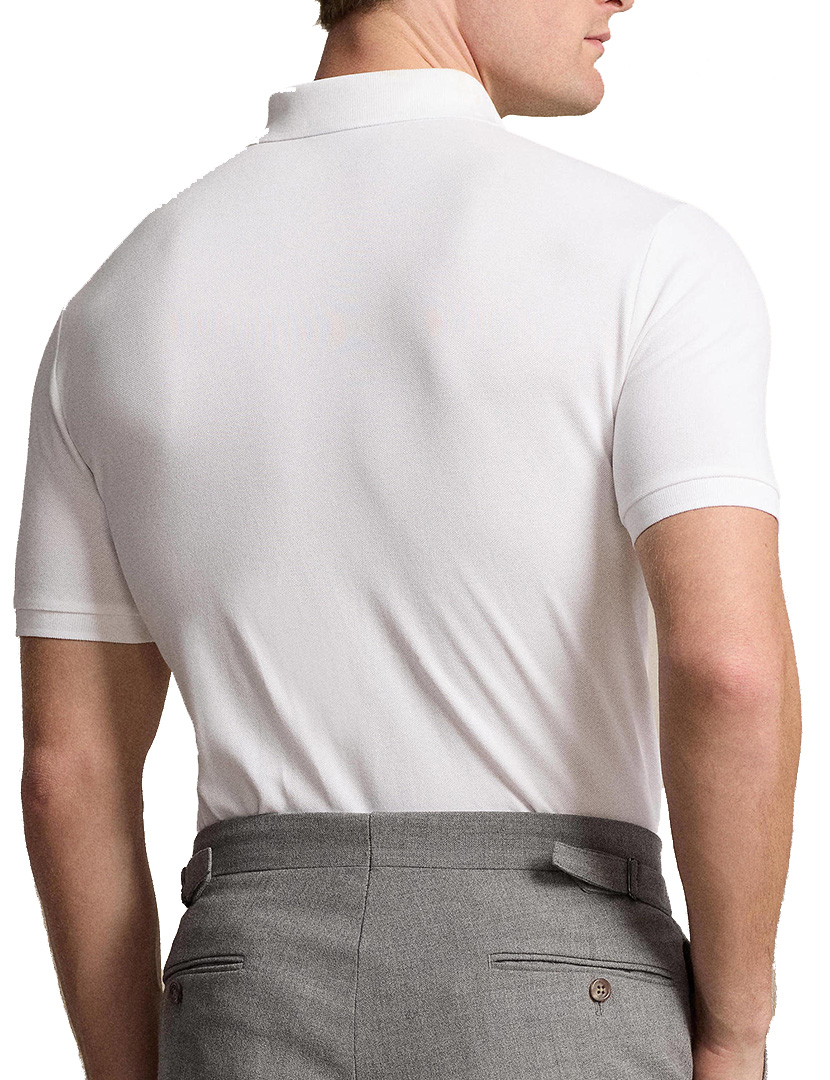 Slim Fit White Polo with Blue Logo