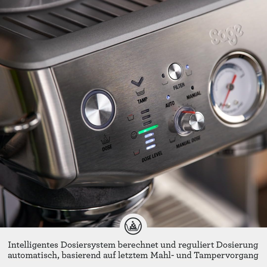 Sage - The Barista Express Impress - Kaffeemaschine mit manuellem Milchaufschäumer & integriertem Mahlwerk - Intelligente Dosierung, 25 Mahlgradeinstellungen - Zwetschgenblau