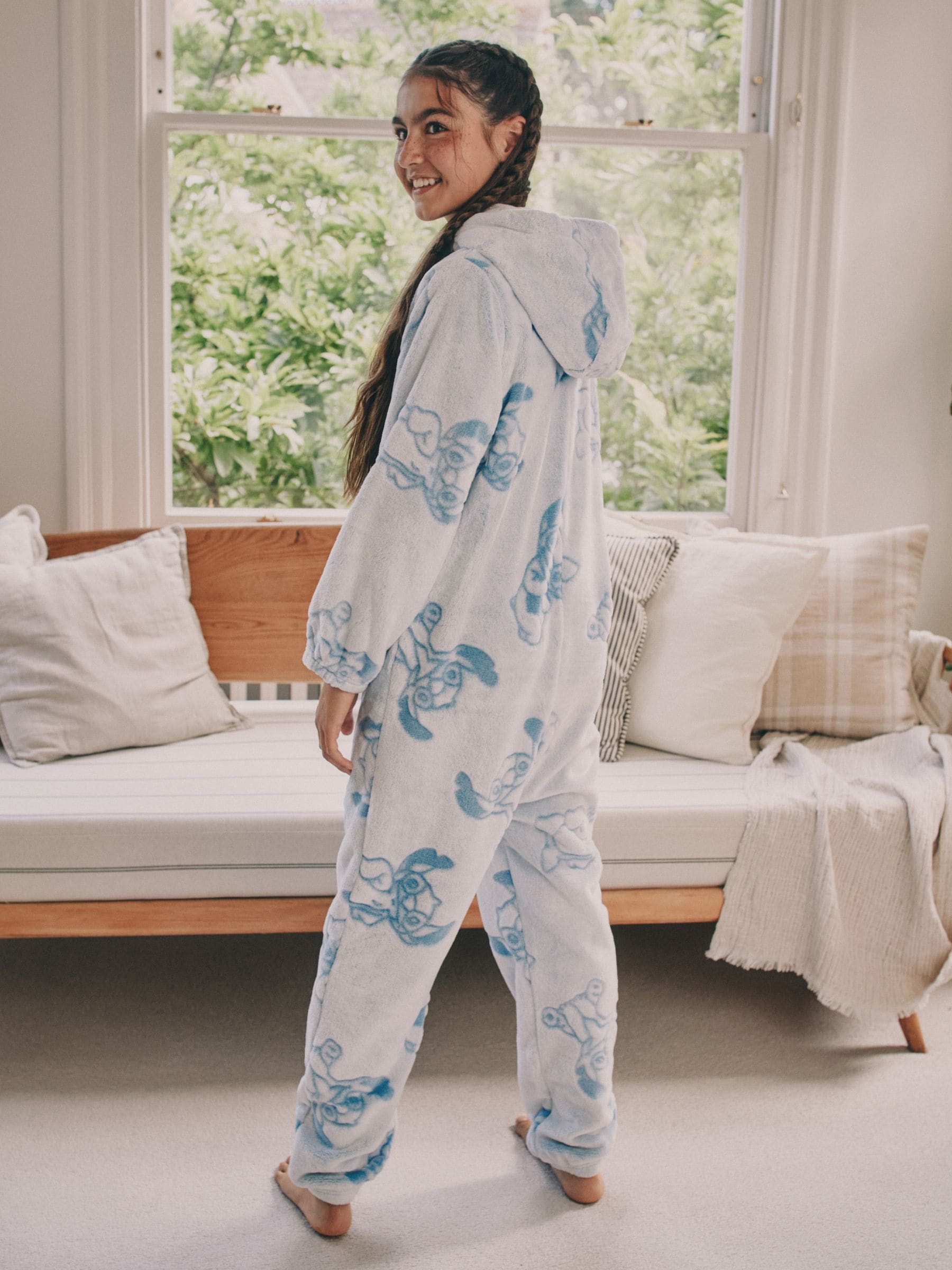 Blauw - Lilo & Stitch fleece All-in-one (3-16jaar)