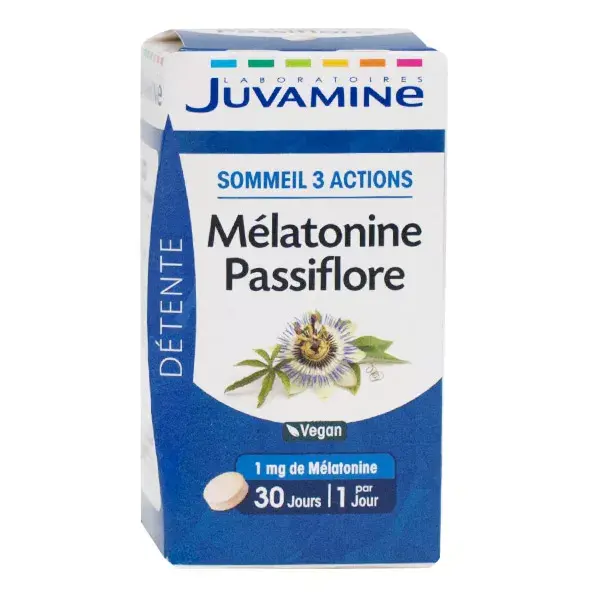 Juvamine Relaxamento Sono 3 Ações Melatonina Passiflora 30 Comprimidos