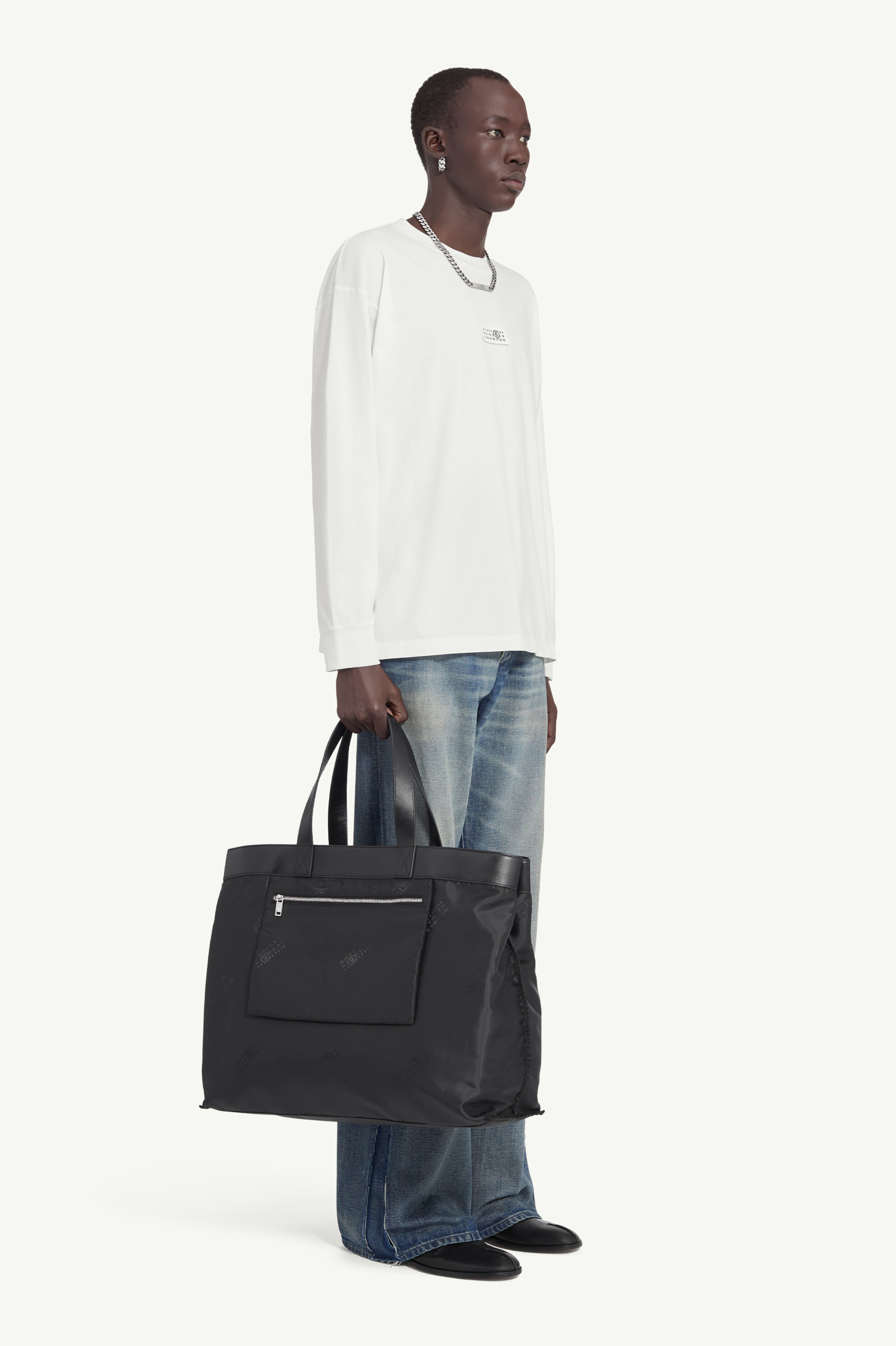 T-shirt en coton avec surpiqûres blanches pour homme | MM6 Blanc