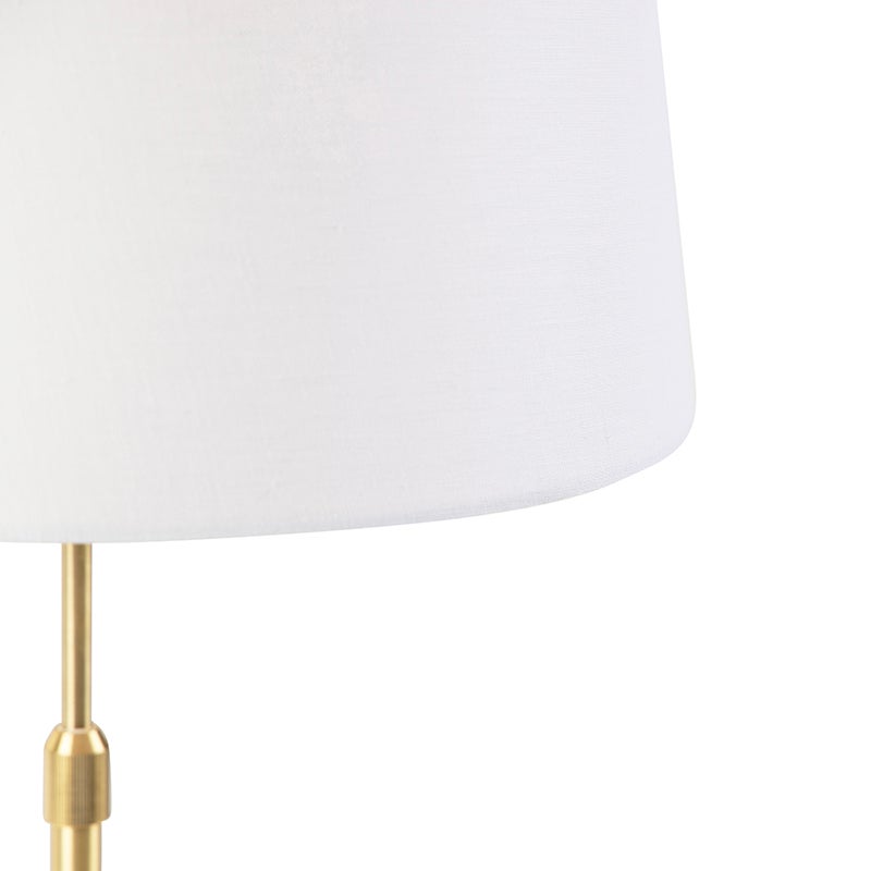 Tafellamp goud/messing met witte linnen kap 35 cm - Parte