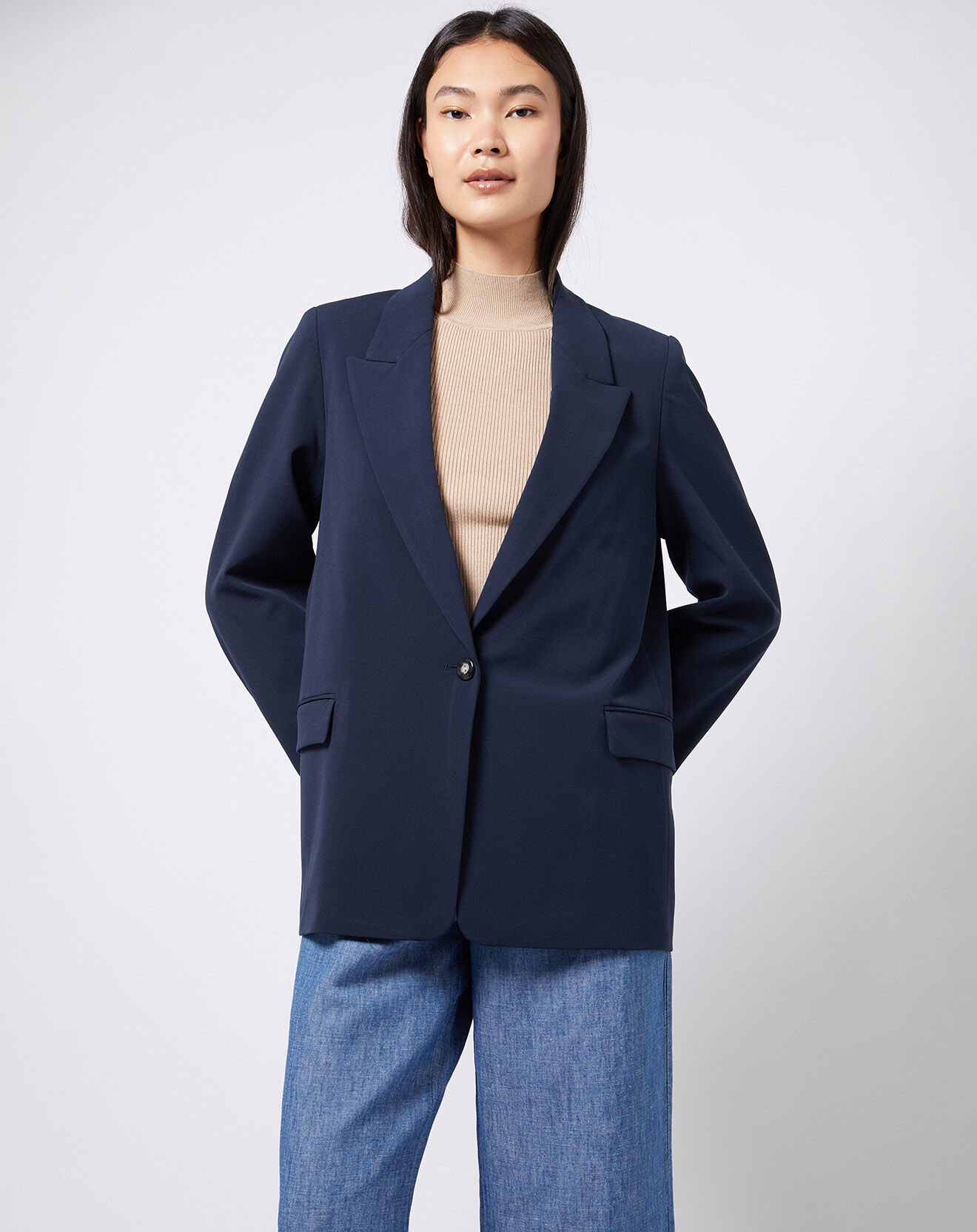 Esprit Veste blazer classique 1 bouton bleu marine