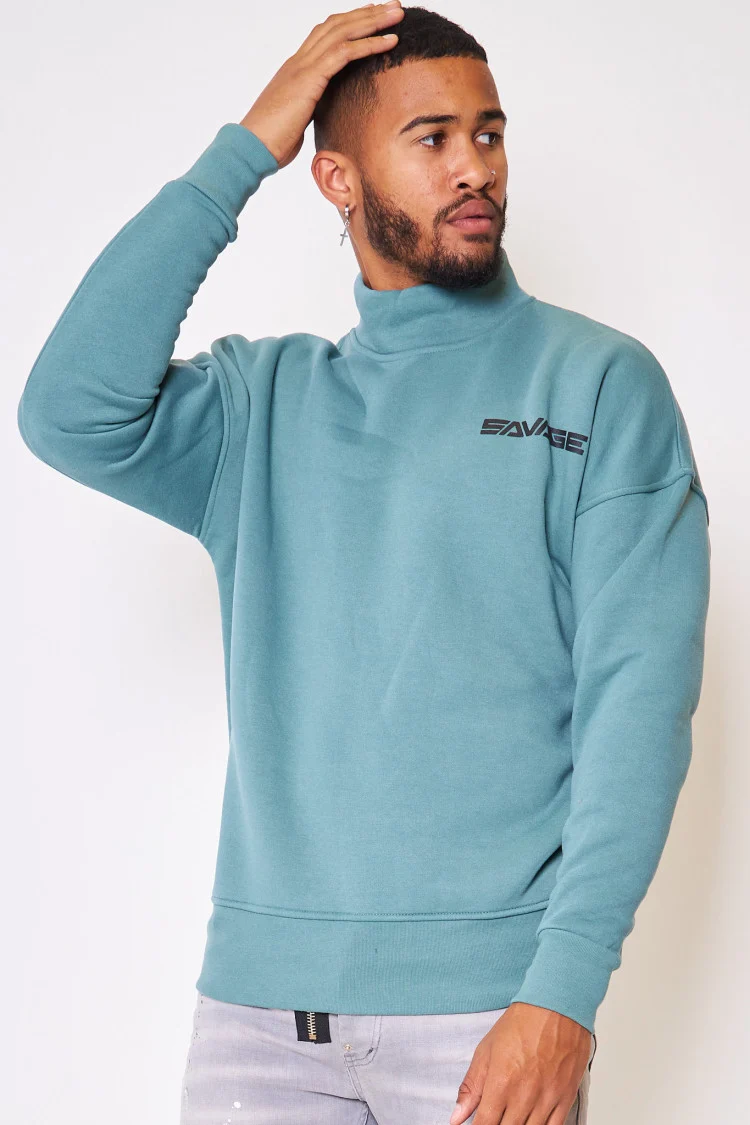 Sweat vert col montant 