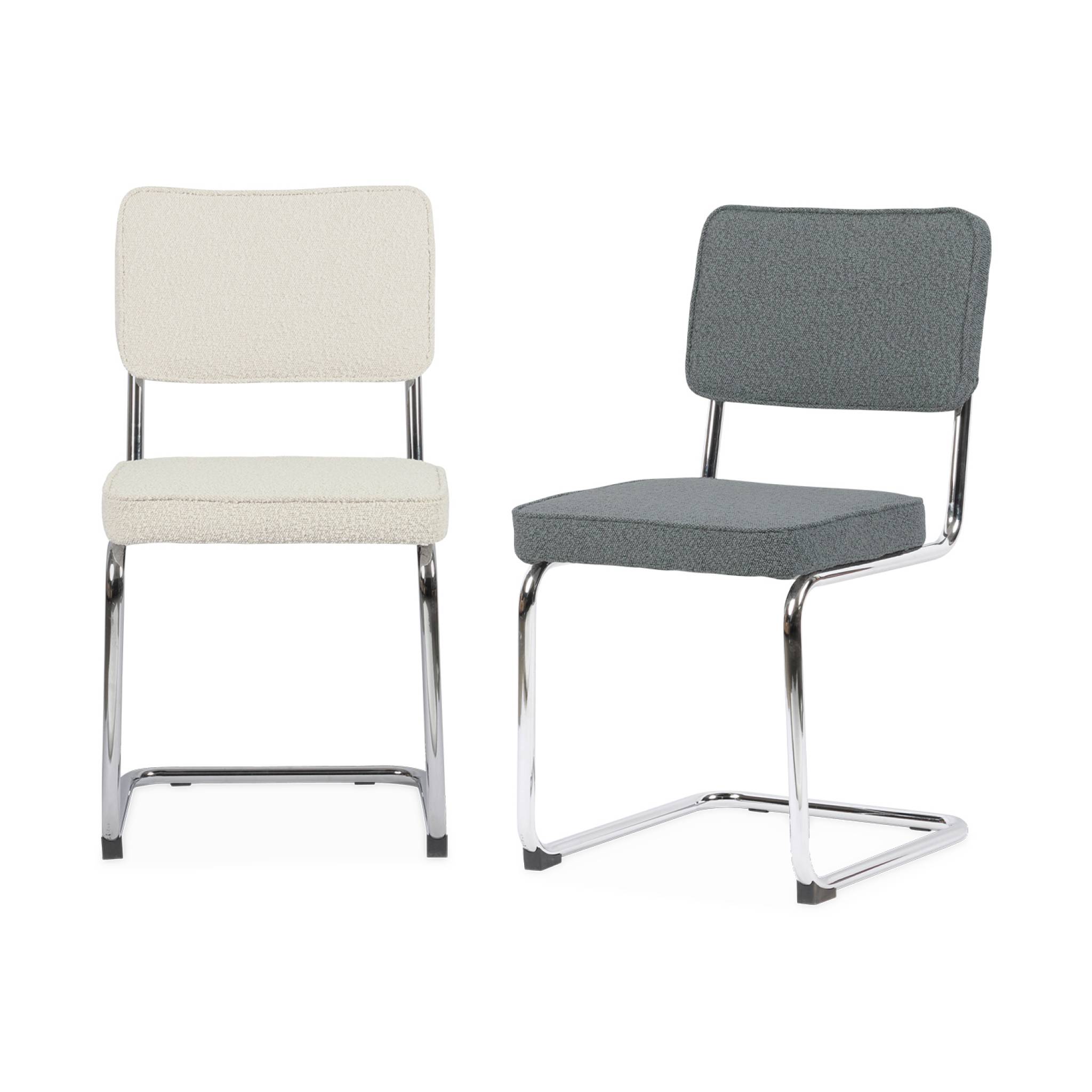 Lot de 2 chaises cantilever tissu bouclette texturée gris l46 x p54.5x h84.5cm