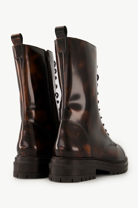 Leder-Schnürboots, Zipper, Wechselfußbett, Weite H