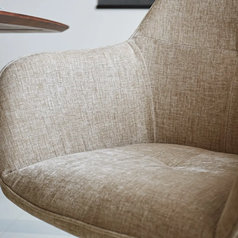 Draaibare eetkamerstoel Camiel chenille beige - Stof - Beige