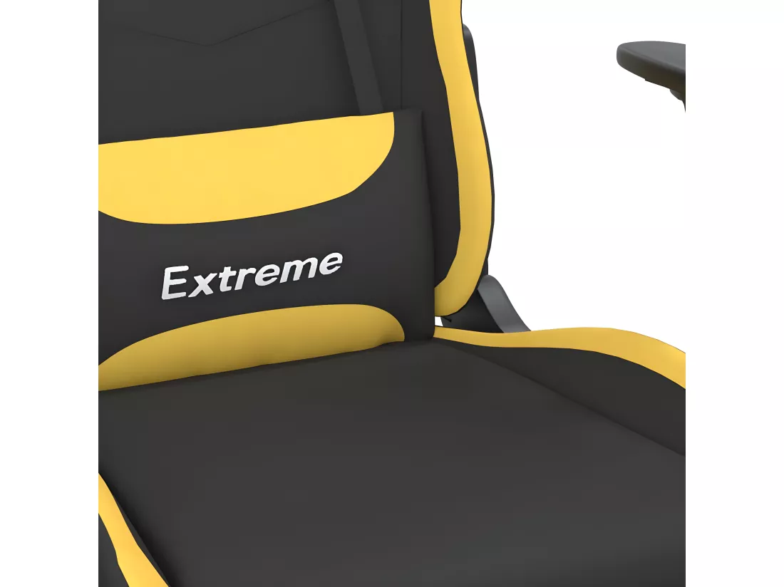Chaise de jeu de massage avec repose-pied Noir et jaune Tissu