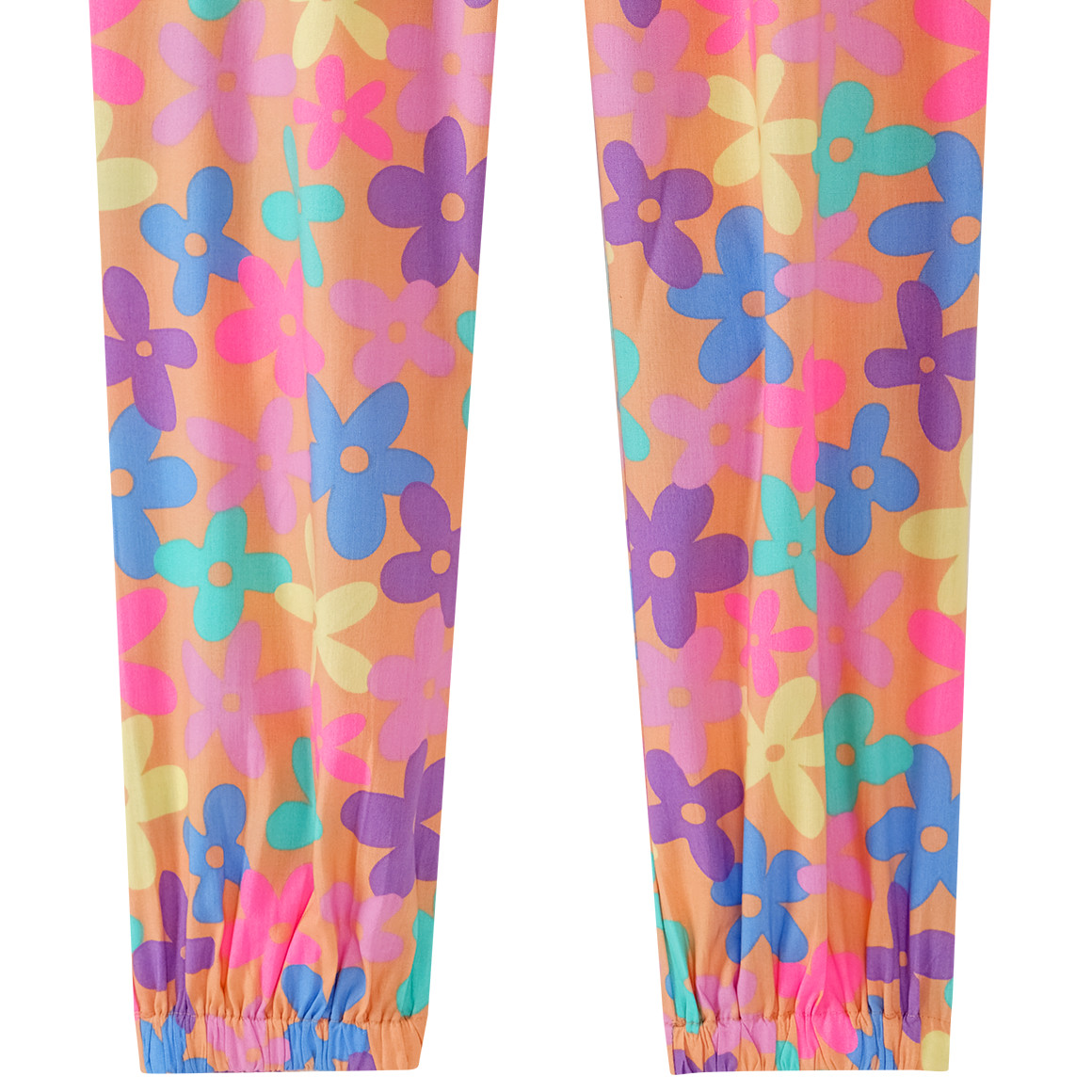 Yigga Mädchen Hose mit bunten Blumen hellorange