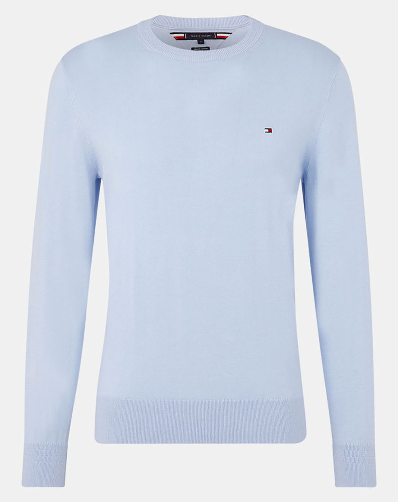 Tommy Hilfiger Pull en Coton Bio & Soie bleu clair
