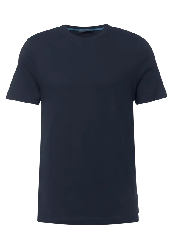 Basic T-Shirt in Unifarbe - deep navy blue